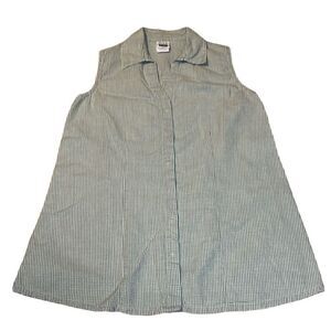 Vtg Take Nine Cotton Maternity Top, green mini check sleeveless shirt, Small